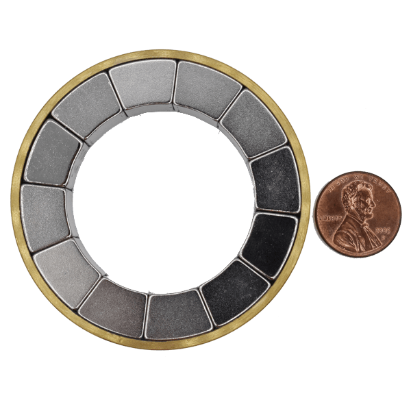 Halbach Array Magnets 64mm OD x 40mm ID x 12.80mm th N48H 2-pole