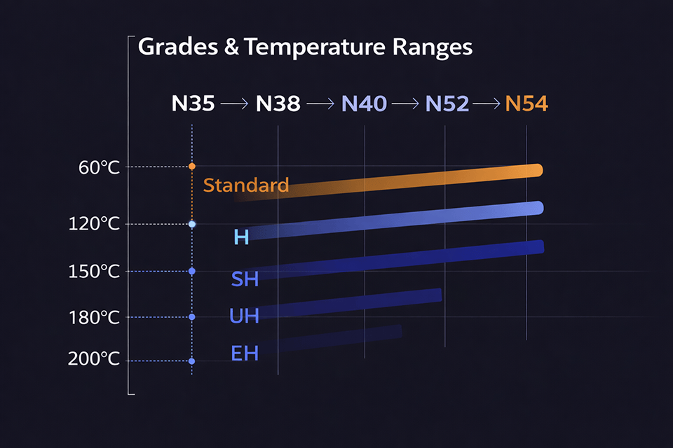 Neodymium Temperature Grade Chart