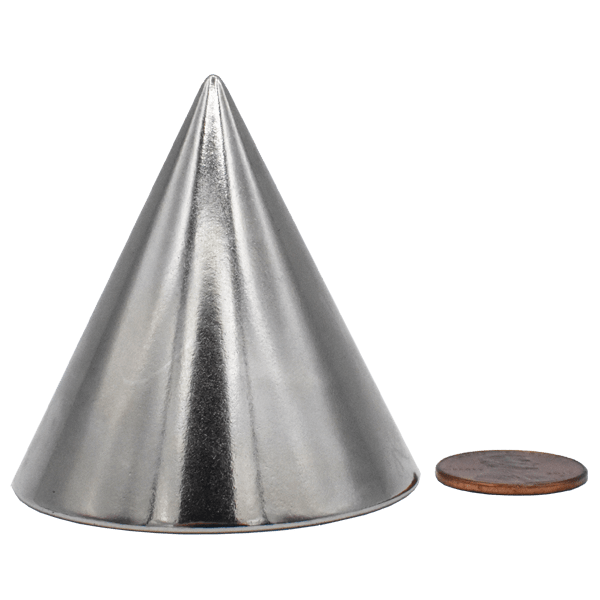 50.80mm dia x 50.80 height Neodymium Cone Magnet N45 South pole at tip ...