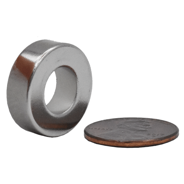 SuperMagnetMan Neodymium Ring Magnet.  Used as medical magnets, motor magnets, sensor magnets, consumer electronics magnets.  These ring magnets are strong rare earth neodymium magnets also used as automotive magnets.  www.supermagnetman.com